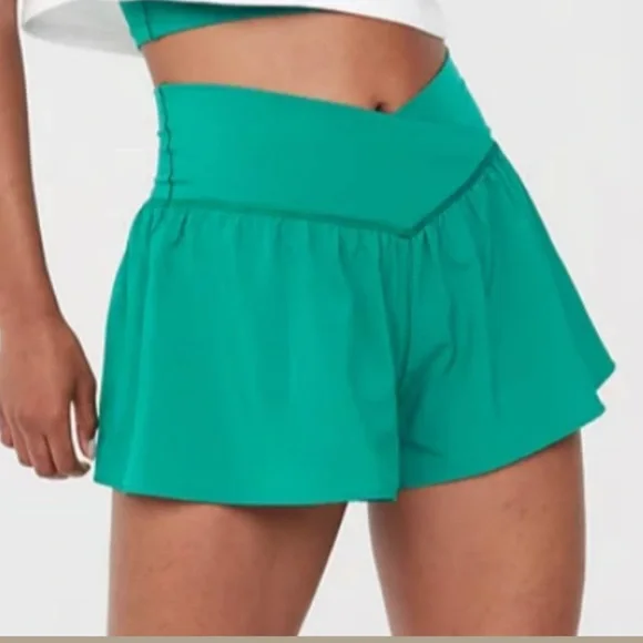 Aerie Offline Real Me Crossover Flowy Shorts Sz S Green Envy discontinued color! - Picture 2 of 6